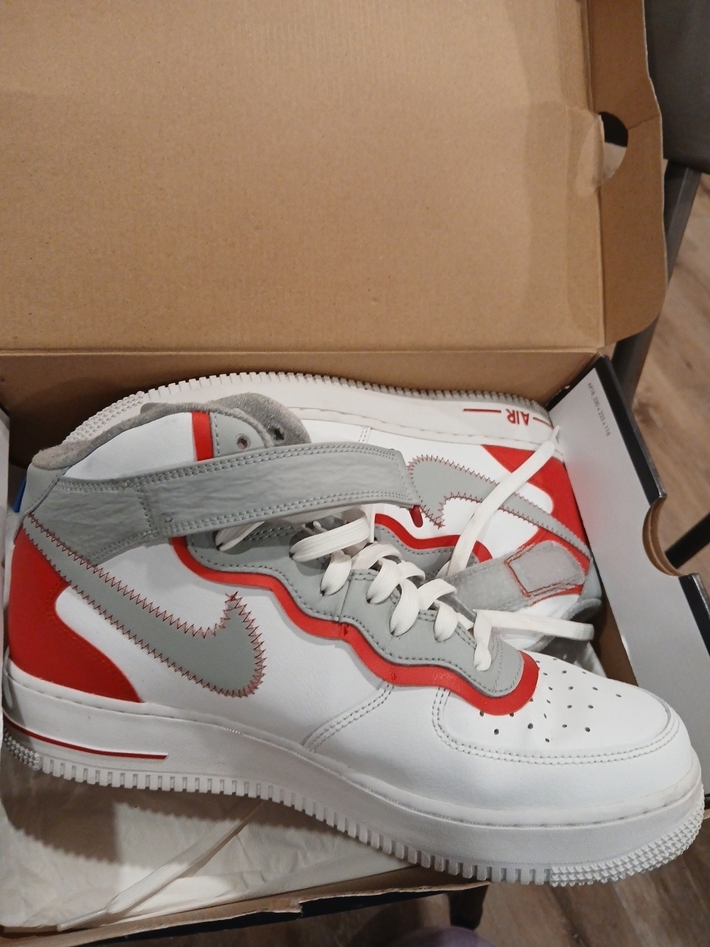 Men's White, Red and Gray High-Top Sneakers - Nike Size 9
